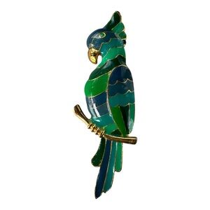 Vintage‎ Enamel Parrot Brooch Pendant